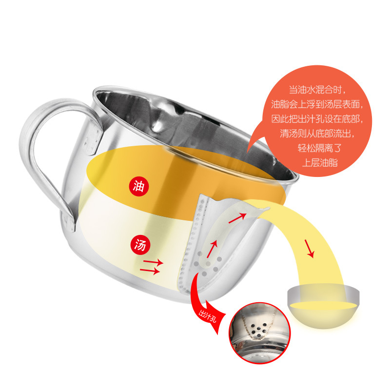 304 stainless steel oil filter household oil to drink soup yuezi soup oil isolator instant noodles dry mix cup snack cup