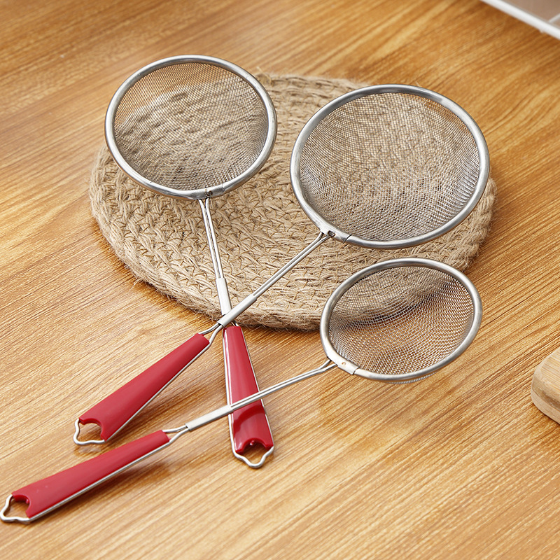 Kitchen Stainless Steel Oil Filter Filtering Strainer Household Fruit Milk Hot Pot Screening Mesh Foam Strainer Spoon Kitchenware Supplies