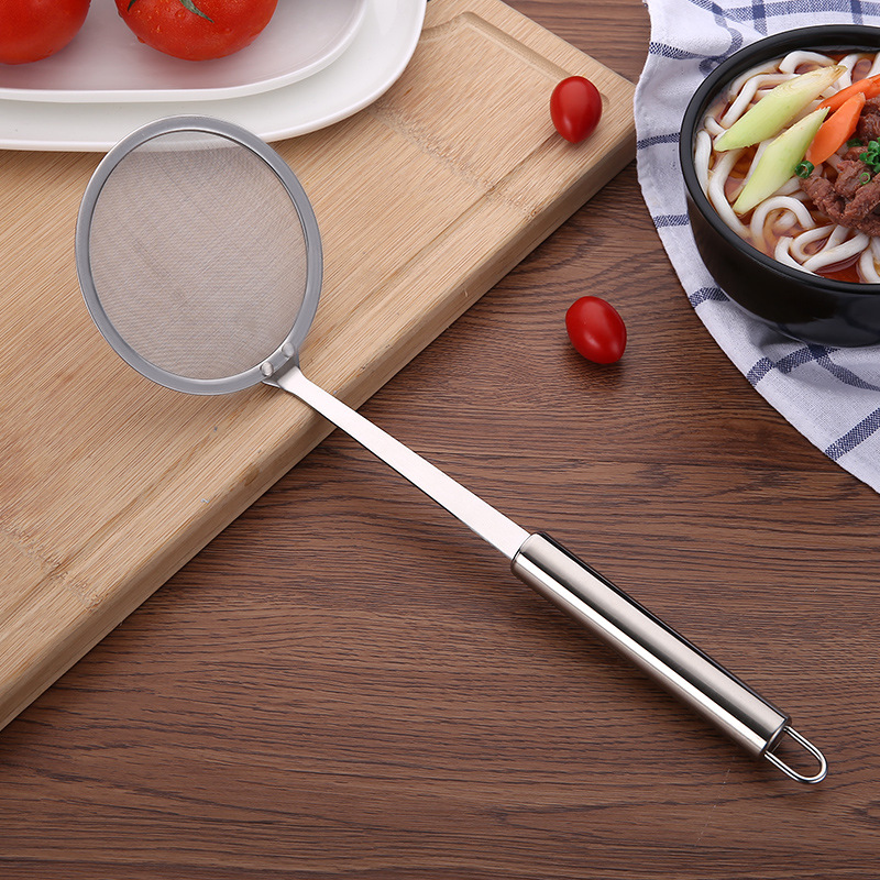 Handheld Flour Sifter Filter Soy Milk Oil Grid 304 Stainless Steel Oil Filtering Spoon Colander Kitchen Oil Strainer Grease Removal