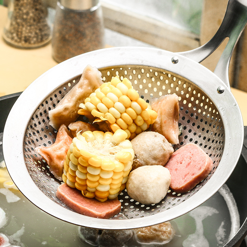 Stainless Steel Oil Filter Household Thickened Noodle Strainer Deep Fried Strainer Spoon Hot Pot Spoon Strainer Whole
