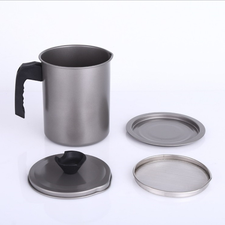 Japanese Oiler Stainless Steel Household Filter Net Oil Storage Tank Oil Filter Artifact Kitchen Oil Bottle Oil Residue Oil Draining Pot
