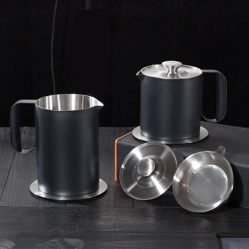 304 Stainless Steel Oil Strainer Jug Household Filter Oil Filter Oil Separator Oil Storage Pot with Lid Factory Wholesale