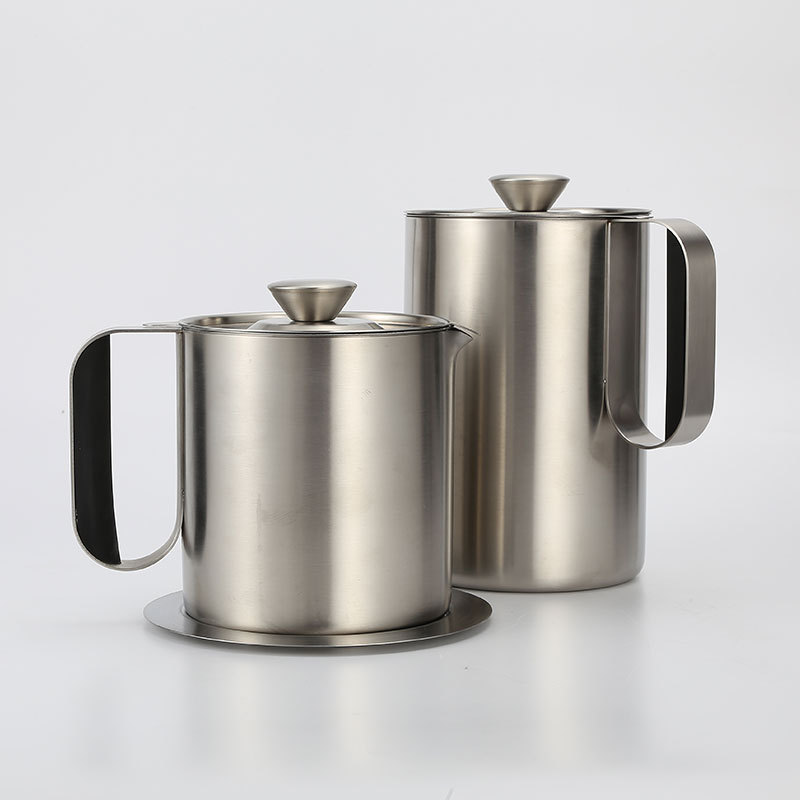 304 Stainless Steel Oil Strainer Jug Household Filter Oil Filter Oil Separator Oil Storage Pot with Lid Factory Wholesale