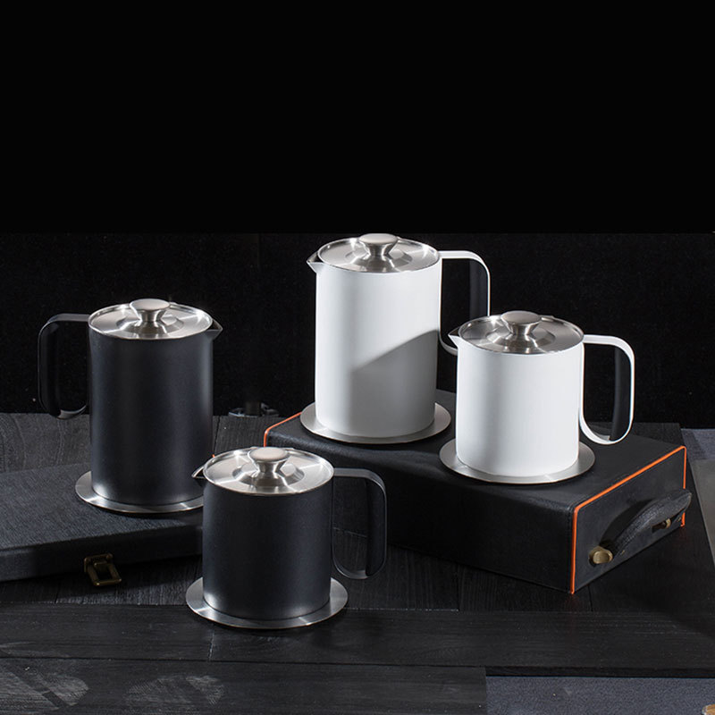 304 Stainless Steel Oil Strainer Jug Household Filter Oil Filter Oil Separator Oil Storage Pot with Lid Factory Wholesale