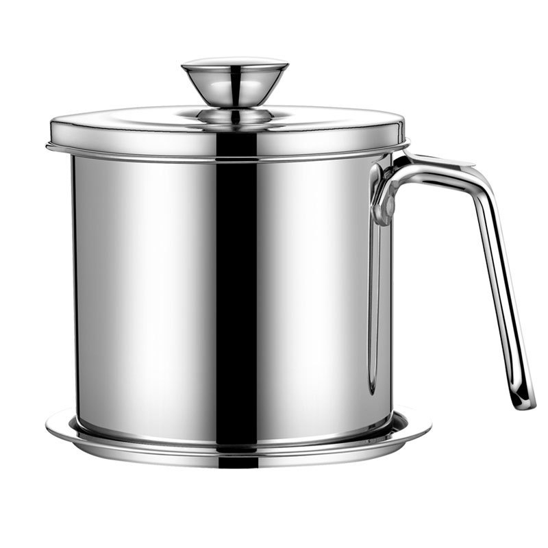 Kitchen Oil Dispenser Household Large Capacity with Lid Filter Non-Drip Oil Pot Oil Filter Storage 304 Stainless Steel Oil Draining Pot
