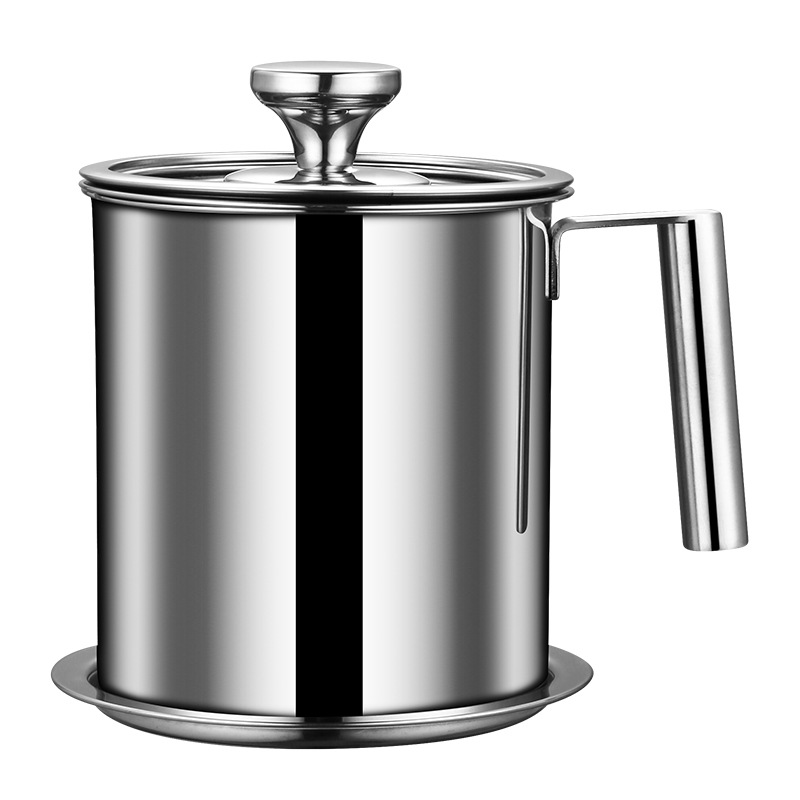 304 Stainless Steel Oiler Household Oil Filter Artifact Oil Filter Tank with Lid Oil Bottle with Strainer Oil Storage Tank Pot Kitchen