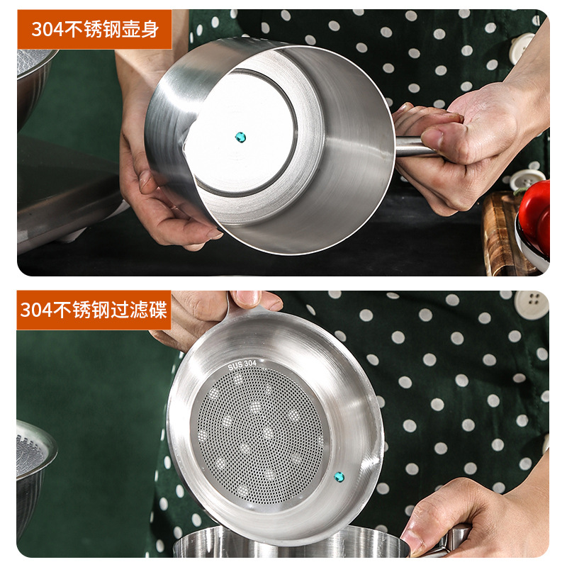304 Stainless Steel Oil Strainer Jug Household Kitchen Lard Jar Large Capacity with Lid Oil Bottle Filter Residue Oil Filter Artifact