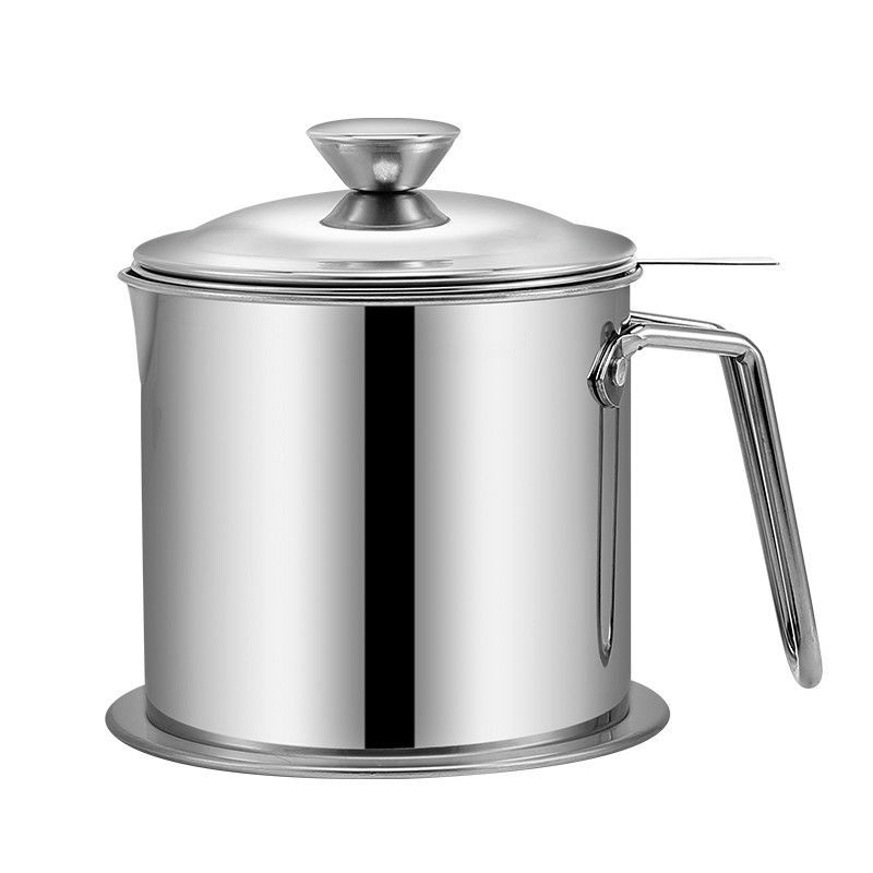304 Stainless Steel Oiler Household Oil Bottle with Strainer Oil Storage Tank Pot with Lid Kitchen Oil Filter Tank Oil Filter Artifact