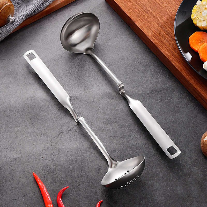 304 Stainless Steel Wall-Mounted Domestic Hot Pot Kitchenware Set Internet Celebrity Thickened Hanging Soup Spoon and Strainer Ladle Oil Filter