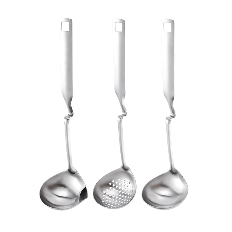 304 Stainless Steel Wall-Mounted Domestic Hot Pot Kitchenware Set Internet Celebrity Thickened Hanging Soup Spoon and Strainer Ladle Oil Filter