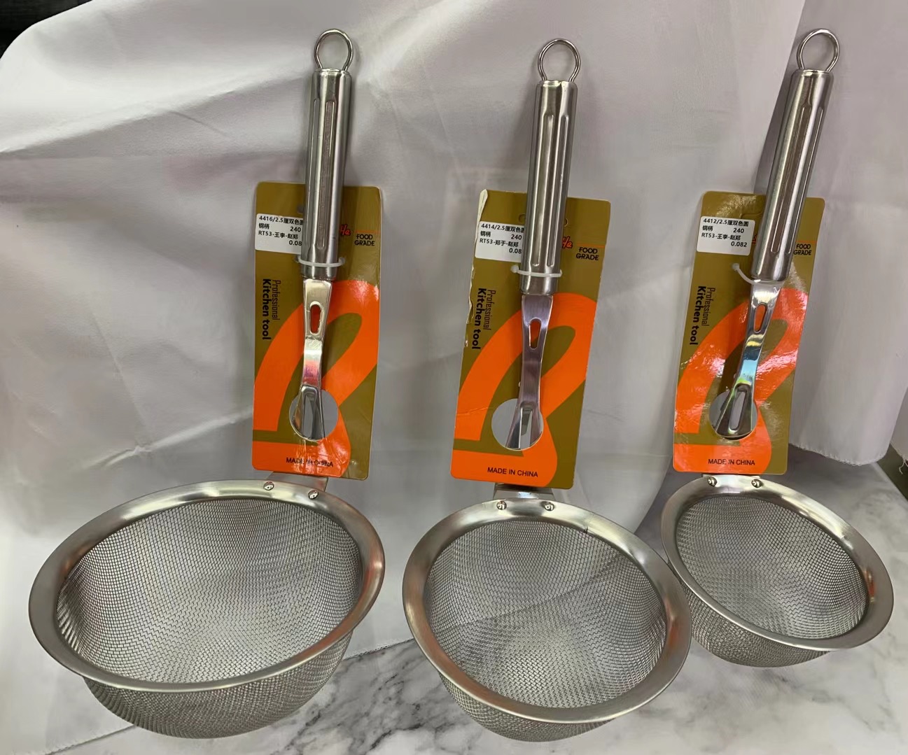 304 Stainless Sieve Filter Household Kitchen Fried Big Strainer Noodles Strainer Screening Mesh Ladle Oil Filter