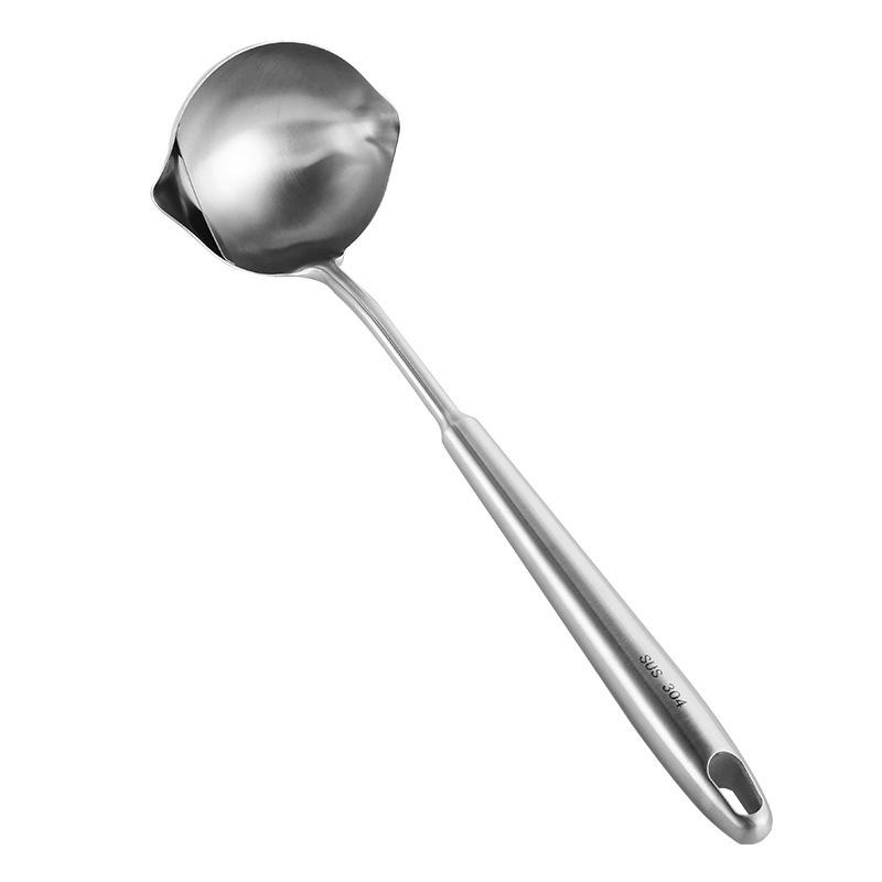 304 Stainless Steel Grease Strainer Steel Handle Integrated Oil Strainer Creative Household Confinement Soup Drinking Spoon Oil Filter