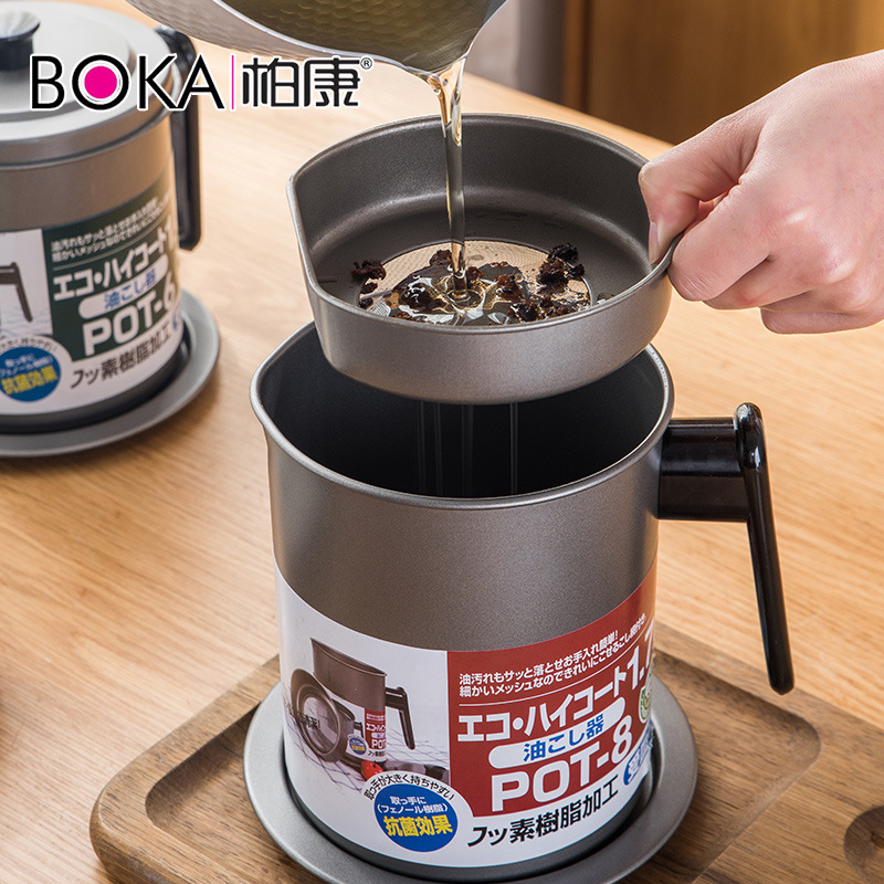 Filter Tank Kitchen Japanese-Style Household Oil Residue Oil Filter Artifact Stainless Steel Filter Net Oil Storage Bottle Oil Pot Oil Storage Tank