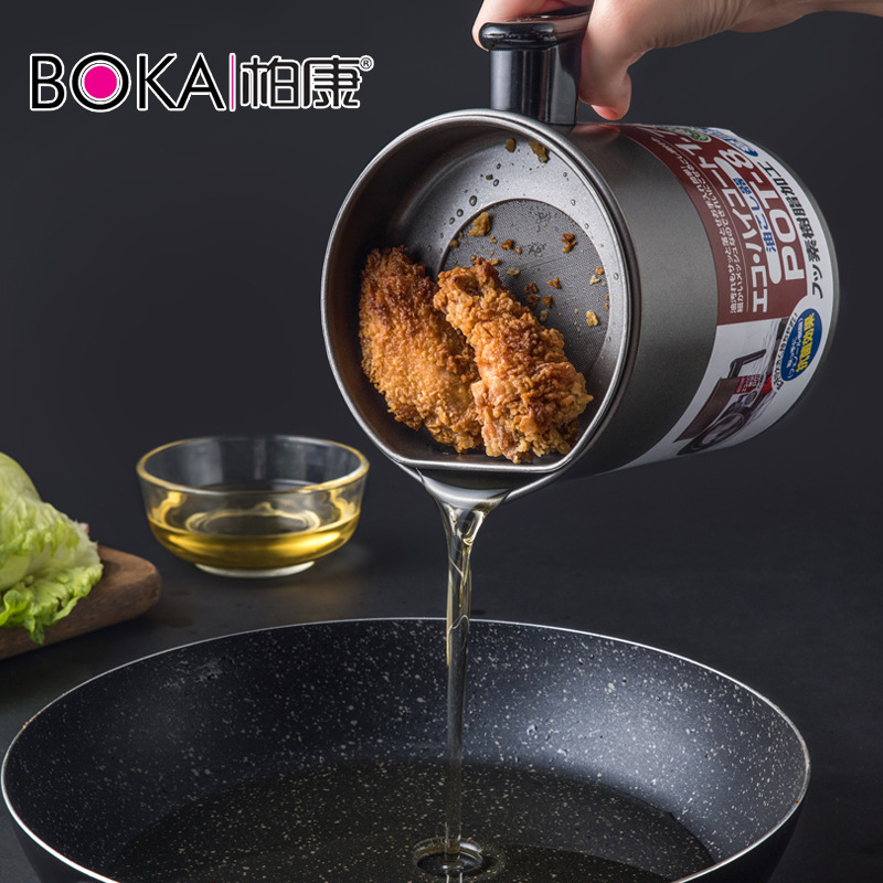 Filter Tank Kitchen Japanese-Style Household Oil Residue Oil Filter Artifact Stainless Steel Filter Net Oil Storage Bottle Oil Pot Oil Storage Tank