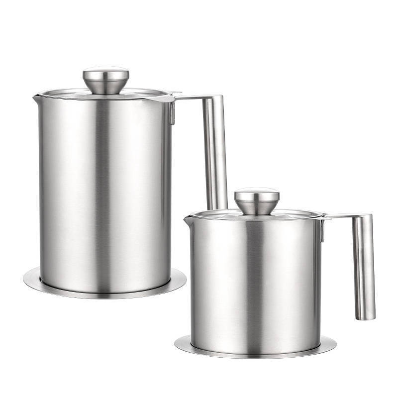 Household Large Capacity Oil Filter Cup with Lid Filtering Oil Mesh Reuse Oil Tray Oil Pot 304 Stainless Steel Oil Draining Pot