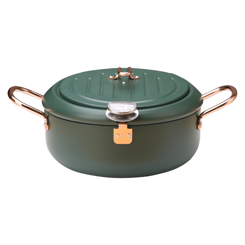 Deep Frying Pan Household Mini Deep Oil Filter Pot with Thermometer DeepFat Fryer Frying Pan Stainless Steel Household