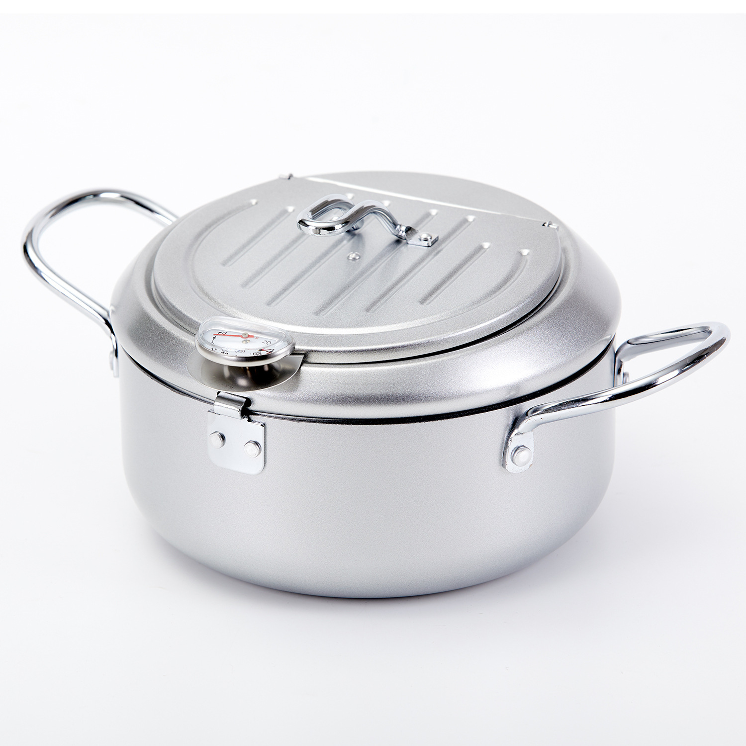 Deep Frying Pan Household Mini Deep Oil Filter Pot with Thermometer DeepFat Fryer Frying Pan Stainless Steel Household