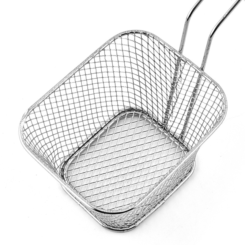Stainless Steel Square Mini Frying Basket French Fries Basket Fried Chicken Snack Fry Basket Frying Basket Oil Filter Frying Pan Blue