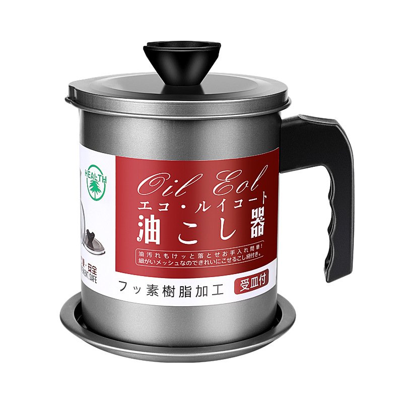 oil pot stainless steel strainer household with lid oil bottle kitchen oil filter device pig oil residue storage tank