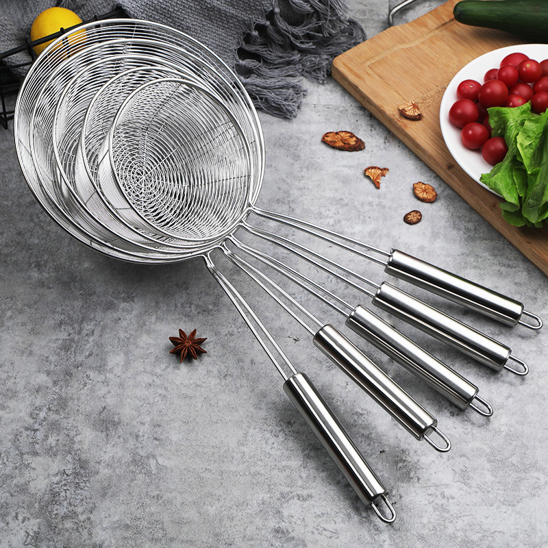 Stainless Steel Fryer Line Colander Hot Pot Spicy Hot Pot Household Kitchen Drain Oil Filter Net Large and Small Size Pasta Spoon Strainer