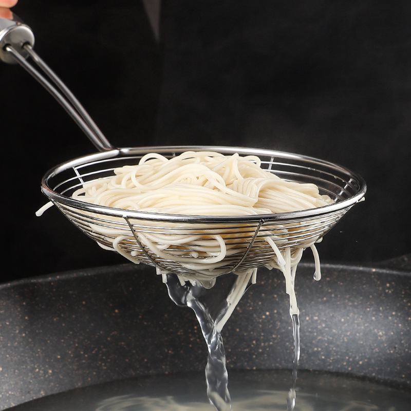 Rongzhan Stainless Steel Line Leakage Kitchen Gadget Filter Oil Residue Foam Ladle Oil Filter Flour Sifter Fried Large Line Leakage