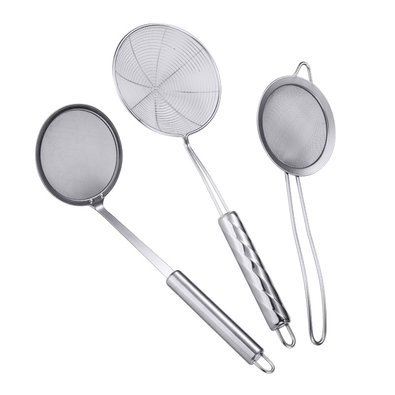 Rongzhan Stainless Steel Line Leakage Kitchen Gadget Filter Oil Residue Foam Ladle Oil Filter Flour Sifter Fried Large Line Leakage