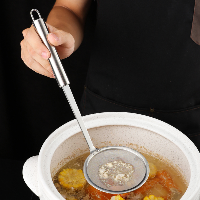 Rongzhan Stainless Steel Line Leakage Kitchen Gadget Filter Oil Residue Foam Ladle Oil Filter Flour Sifter Fried Large Line Leakage