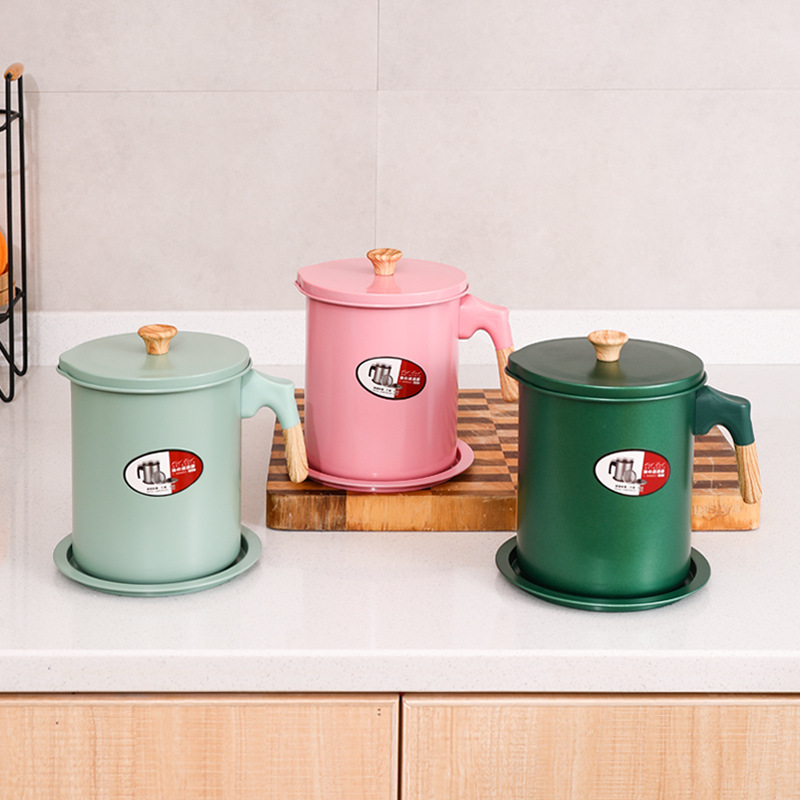 New Macaron Color Oil Strainer Jug Household Japanese Style Oil Separating Kernel Oil Filter Oil Storage Tank Large Capacity Stainless Steel Screen Filter