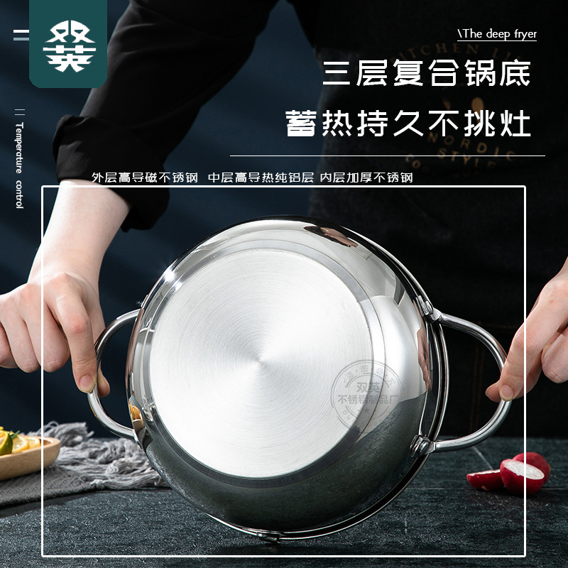 Frying Pan Household Stainless Steel FuelSaving Hot Oil Filter Oil NonStick TemperatureControlled Mini DeepFat Fryer