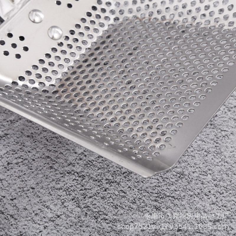 New Stainless Steel Punching Shovel Square Fried Slag Net Slag Spoon Oil Filter Colander Oil Slag Net Slotted Turner