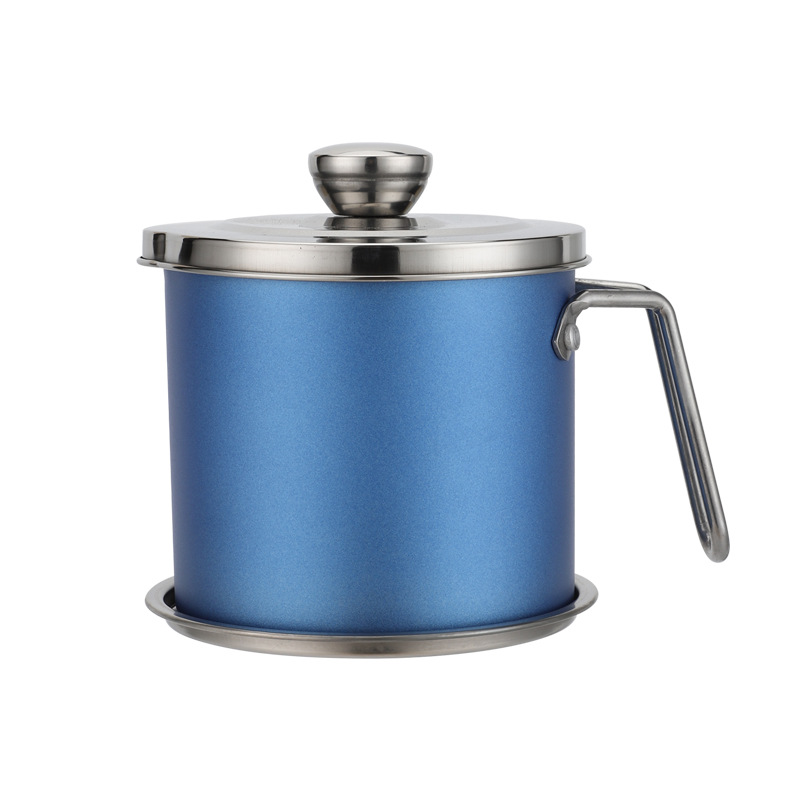Household Oil Strainer Jug Stainless Steel Filter Screen with Lid Oil Bottle Kitchen Lard Oil Filter Artifact Oil Storage Tank
