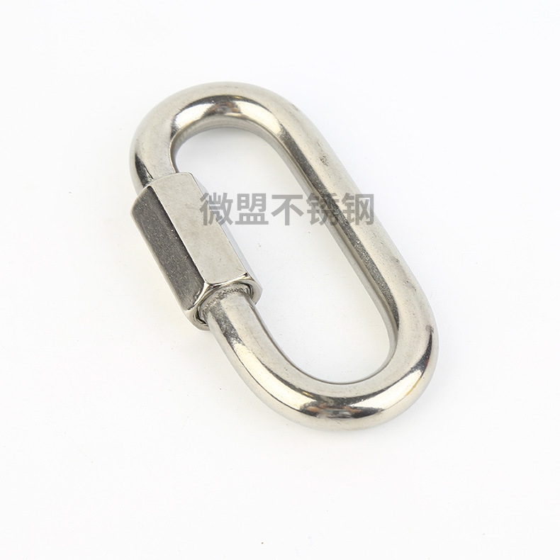 304 Stainless Steel Fast Connecting Ring Stainless Steel Carabiner Dog Leash Quick Buckle Triangle Lock pao dao kou