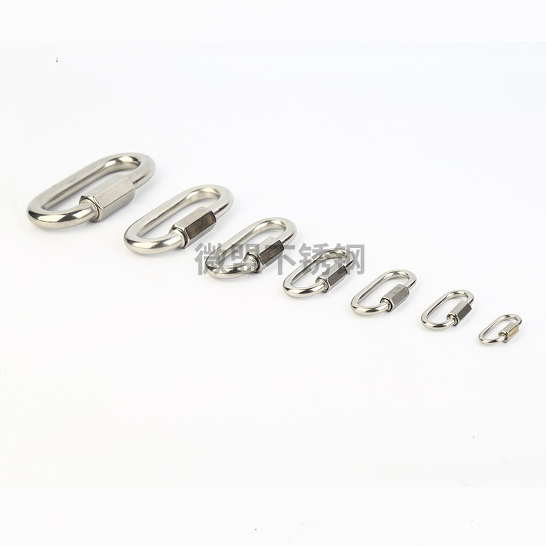 304 Stainless Steel Fast Connecting Ring Stainless Steel Carabiner Dog Leash Quick Buckle Triangle Lock pao dao kou