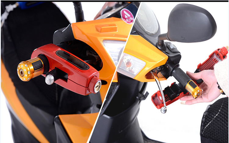Motorcycle Lock Handle Anti-Theft Lock Handlebar Lock Horns Electromobile Lock Grip Caps Lock