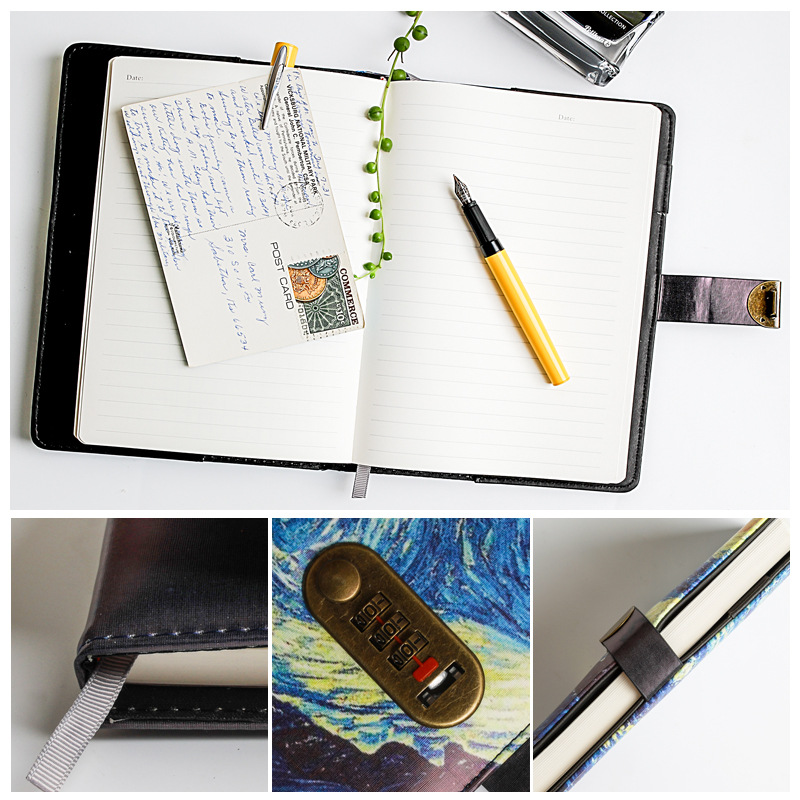 Starry Sky Password-Protected Noteboy Diary with Lock Password-Protected Noteboy Creative Journal Book Student Notepad Notebook Journal Book