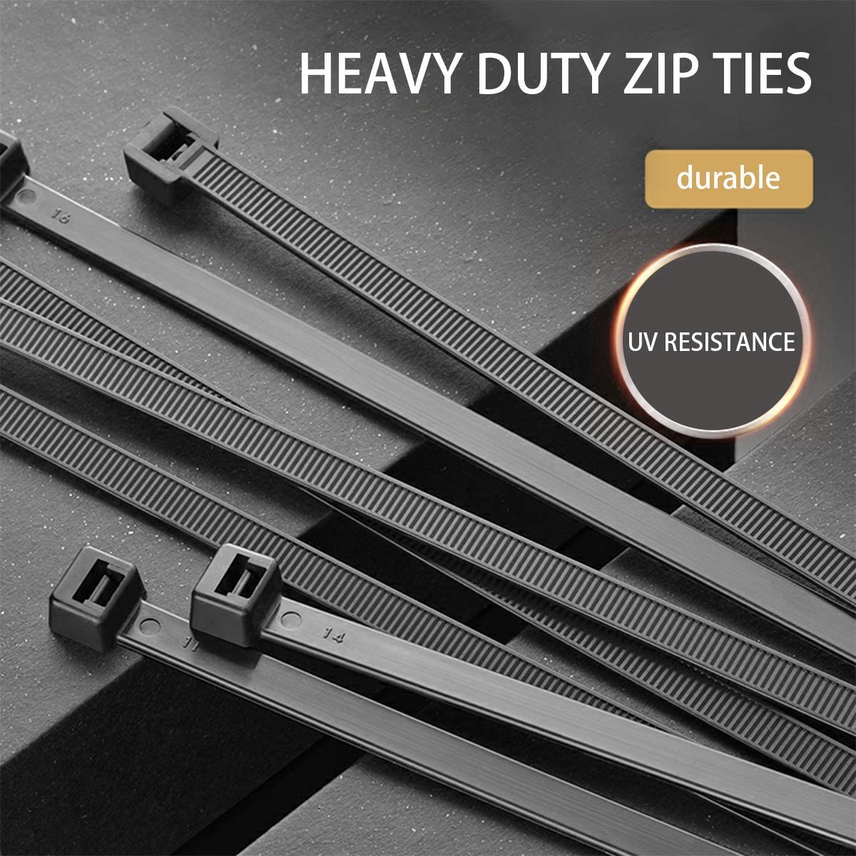 8-Inch Zipper Tie (100 Packs) 60-Pound Automatic Locking Cable Tie Heavy Tie White