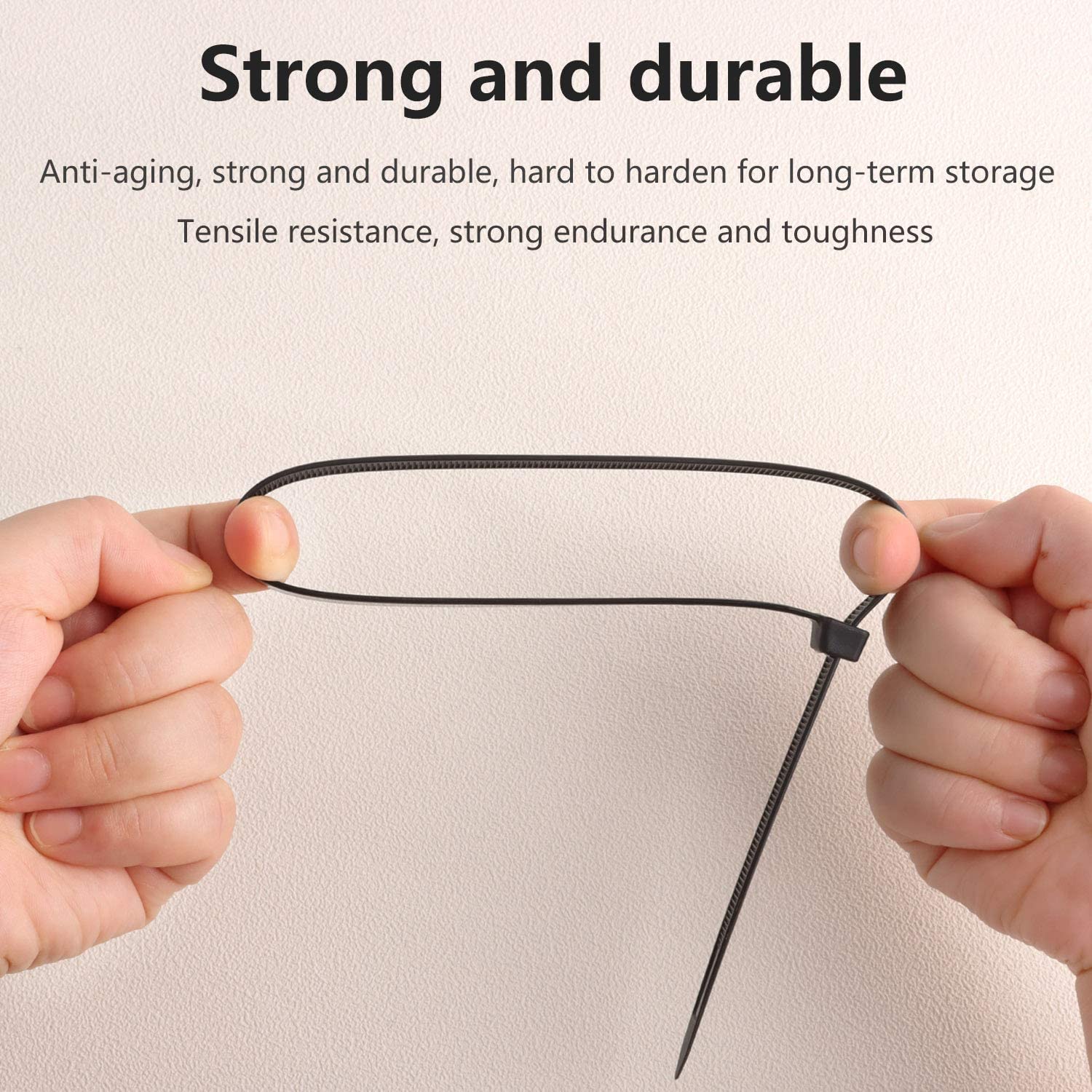 Cable Zipper Tie Heavy Self-Locking Nylon Tie Suitable for Cable 100 Pack (16 Inches, Black)