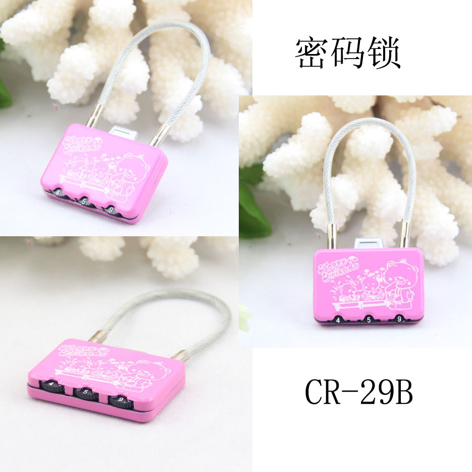 Factory Direct Sales Cartoon Padlock with Password Required/Rectangular Lock Body with Steel Wire/Lock Artware/CH-29B Hot Sale