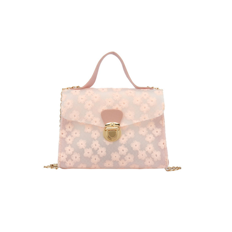New Flower Women&#039;s Embroidered Bag Casual Small Square Bag Shoulder Messenger Bag Fashion Mobile Phone Bag Lock Chain Small Bag