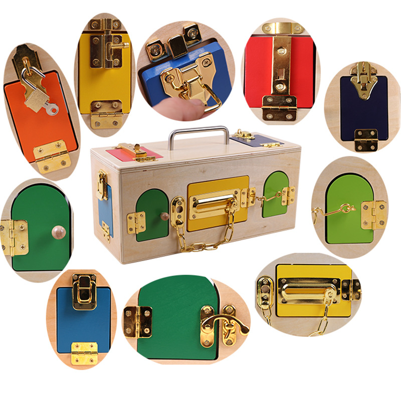 Montessori Teaching Aids Unlocking Box Early Education Game Box Children&#039;s Educational Unlocking Scientific and Educational Toy Lock Lock Children&#039;s Toys