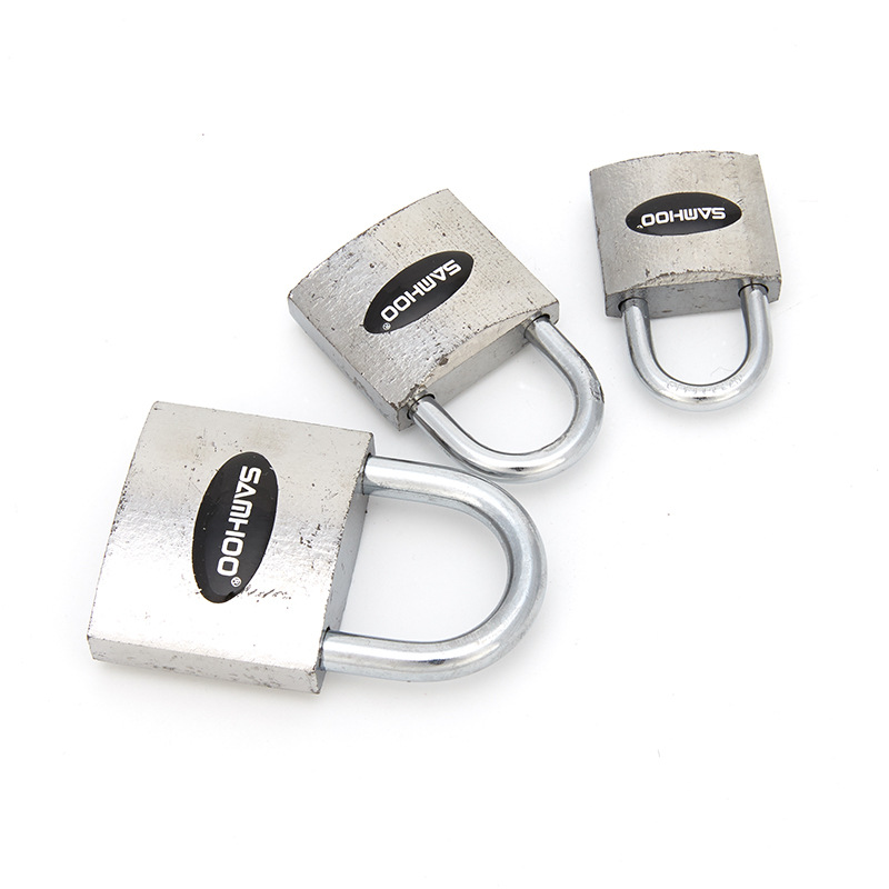 Lock Padlock Iron Padlock Factory Direct Sales One Word Open Conventional Iron Household Chromium Spray Sticker Plastic Sticker Lock in Stock