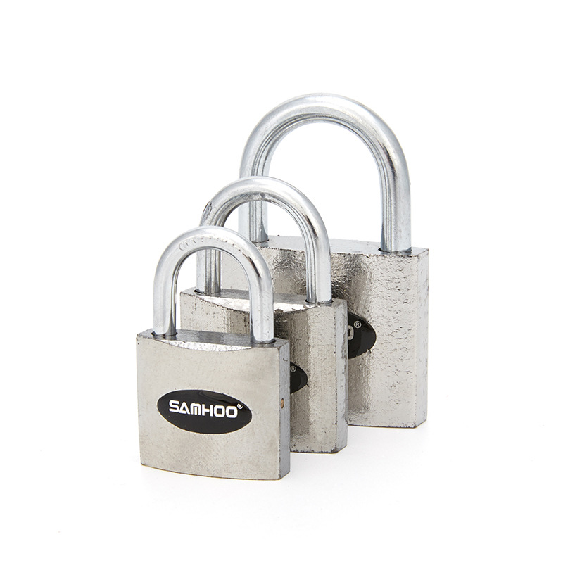 Lock Padlock Iron Padlock Factory Direct Sales One Word Open Conventional Iron Household Chromium Spray Sticker Plastic Sticker Lock in Stock