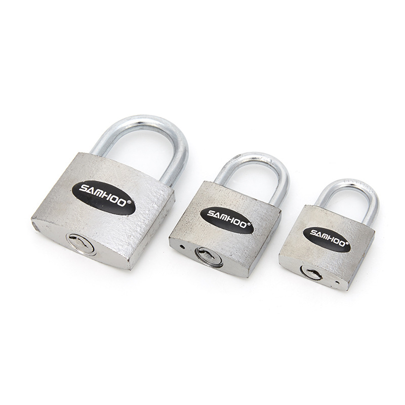 Lock Padlock Iron Padlock Factory Direct Sales One Word Open Conventional Iron Household Chromium Spray Sticker Plastic Sticker Lock in Stock