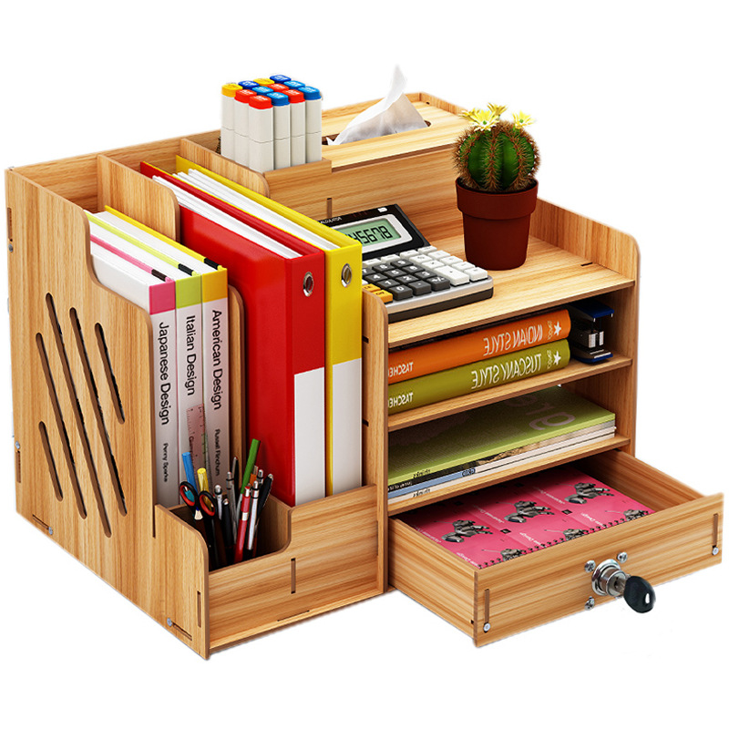 Office Desk Surface Panel Storage Box with Lock Drawer Style Rack Office Supplies Document Storage Material Organizing Shelf