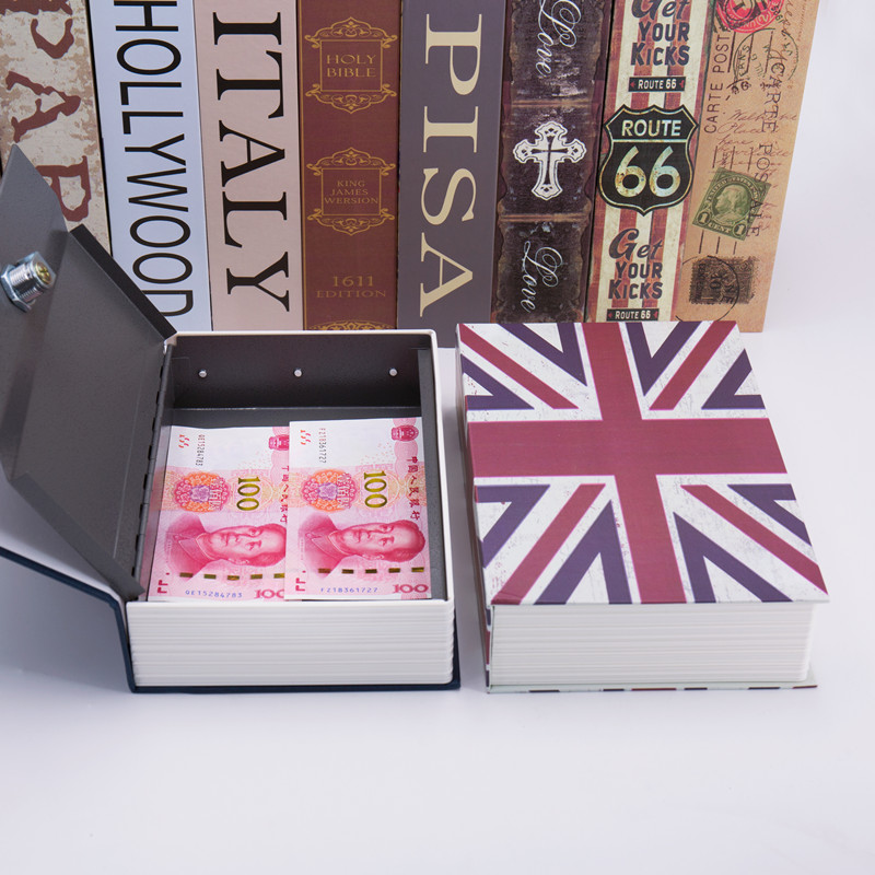 Large Key Lock Painted Book Fuse Box Savings Bank Student Small Coin Bank Home Simulation Book Safe