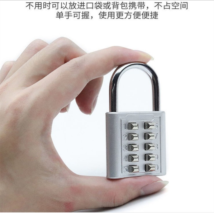 35mm Button Password Lock Zinc Alloy Bathroom Gym Padlock Elderly Non-Replaceable Password Lock Factory Direct Sales
