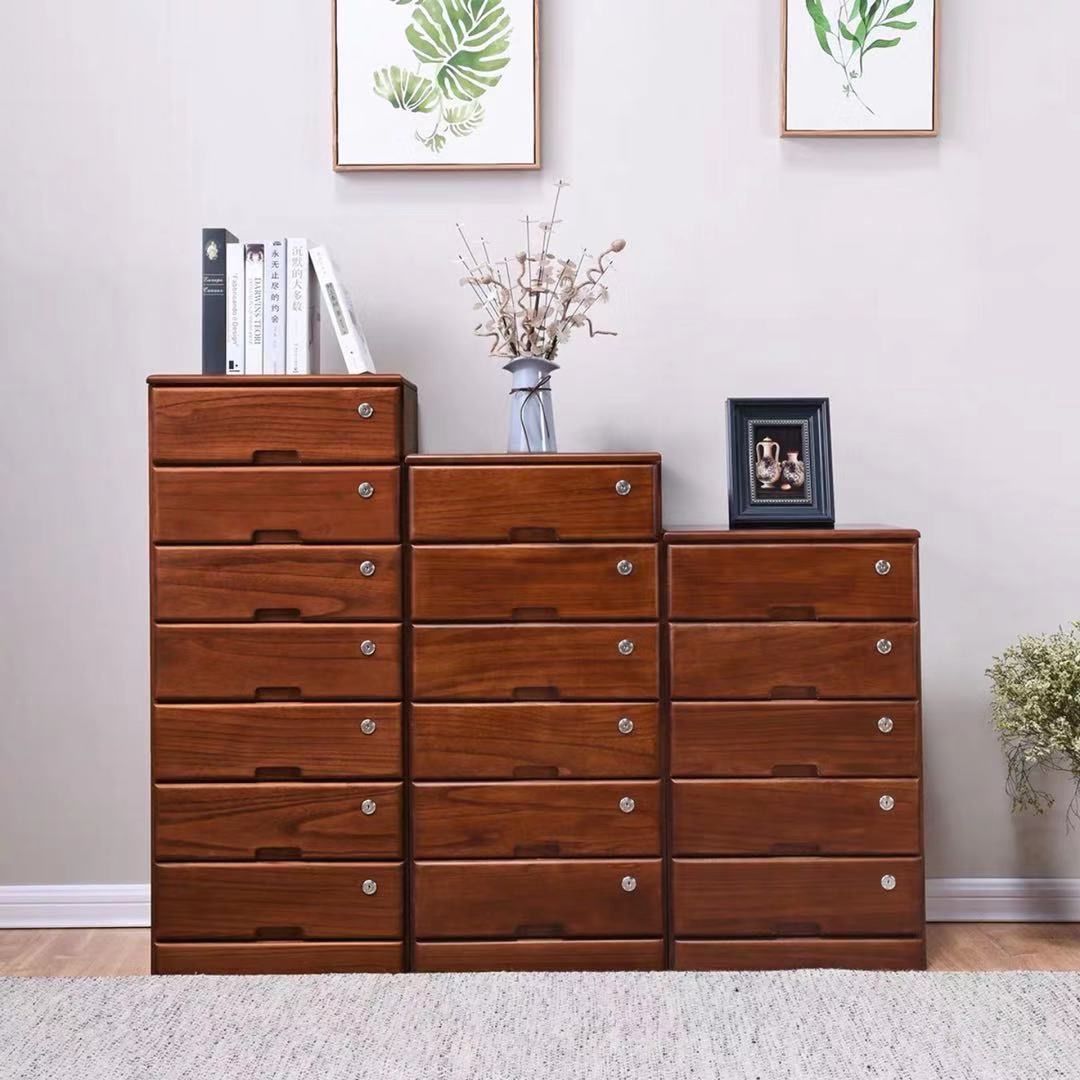 Special Offer Solid Wood Chest of Drawers Simple Modern Bedroom Bedside with Lock Storage Cabinet Locker Drawer Five-Bucket Cabinet