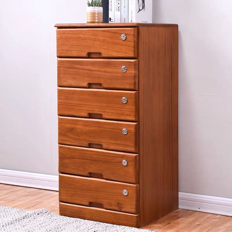 Special Offer Solid Wood Chest of Drawers Simple Modern Bedroom Bedside with Lock Storage Cabinet Locker Drawer Five-Bucket Cabinet