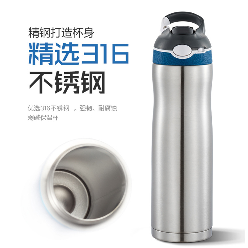 Hook with Lock Key Straw Thermal Insulation Kettle Large Capacity Vacuum Bottle 316 Insulated Stainless Steel Bottle