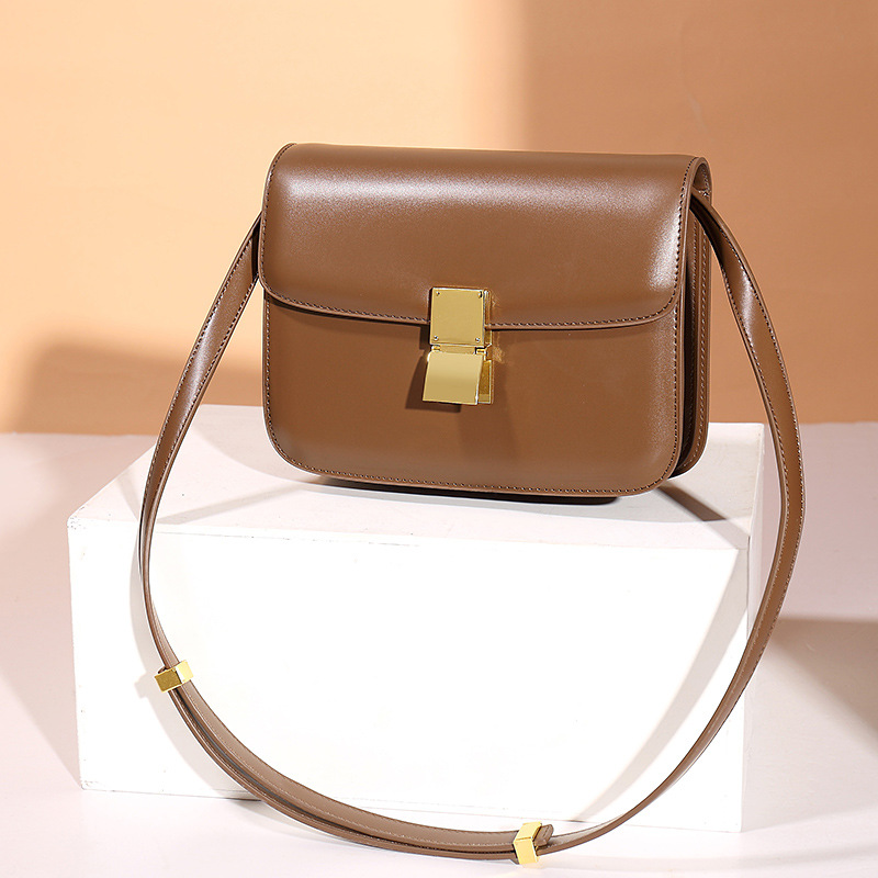 Factory Wholesale Women&#039;s Shoulder Crossbody Bag Box Lock Small Square Bag Bags Classic Small CK Genuine Leather Retro Tofu Bag